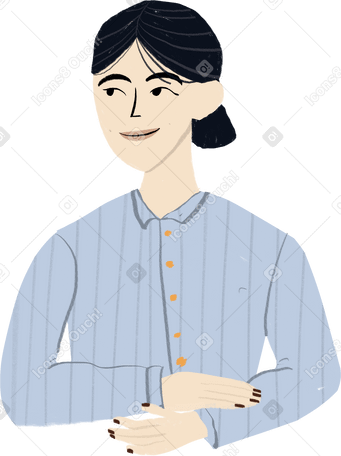 woman with black hair sitting with arm crossed Illustration in PNG, SVG