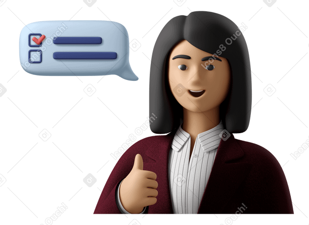 3D Woman giving thumbs up for good work PNG, SVG