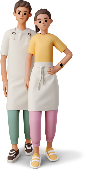 boy and girl with aprons PNG, SVG