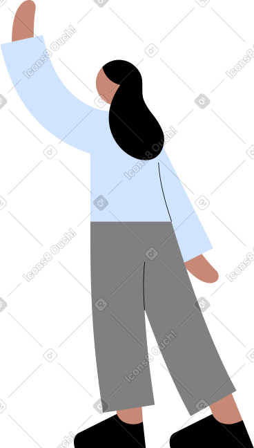 年轻女子举起手 PNG, SVG