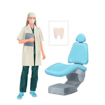 Young dental therapist in dentist's office PNG, SVG