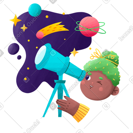 科学家通过望远镜研究星系 PNG, SVG