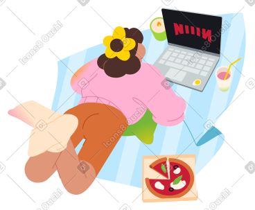 女人边吃零食边看电影 PNG, SVG