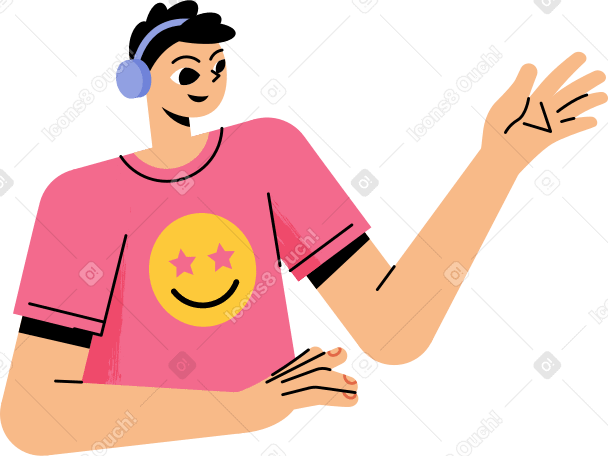 guy with headphones Illustration in PNG, SVG