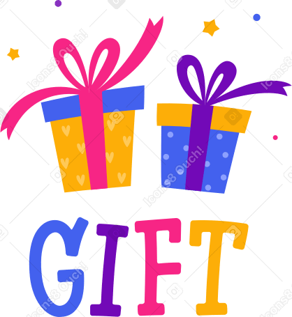 lettering gift with boxes Illustration in PNG, SVG