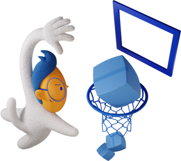 Boy putting boxes in basketball hoop eagerly turned left PNG, SVG
