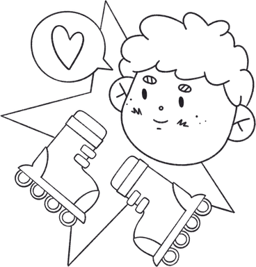 satisfied teenager with rollerskates PNG, SVG