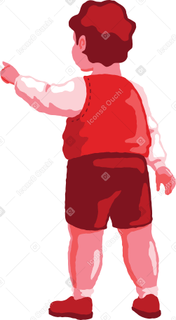 chubby boy pointing back Illustration in PNG, SVG
