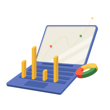 Business analytics on a laptop animated illustration in GIF, Lottie (JSON), AE