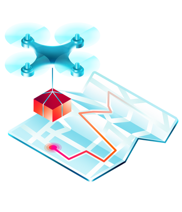 Suivi de la livraison par drone sur la carte PNG, SVG