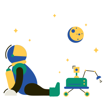 Astronaut delegating tasks to a rover PNG, SVG