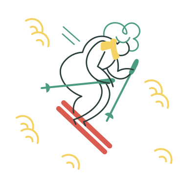 Woman skiing down a mountain PNG, SVG