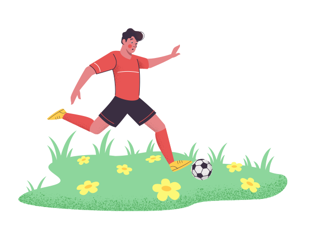 Playing football Illustration in PNG, SVG
