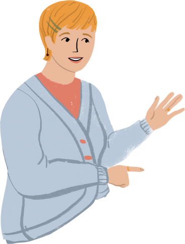 blond woman showing something with her hands PNG, SVG