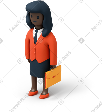 3D 提着公文包的女商人 PNG, SVG