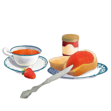 Taza de té y pan con mermelada PNG, SVG