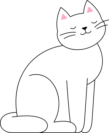 white cat with closed eyes sitting PNG, SVG