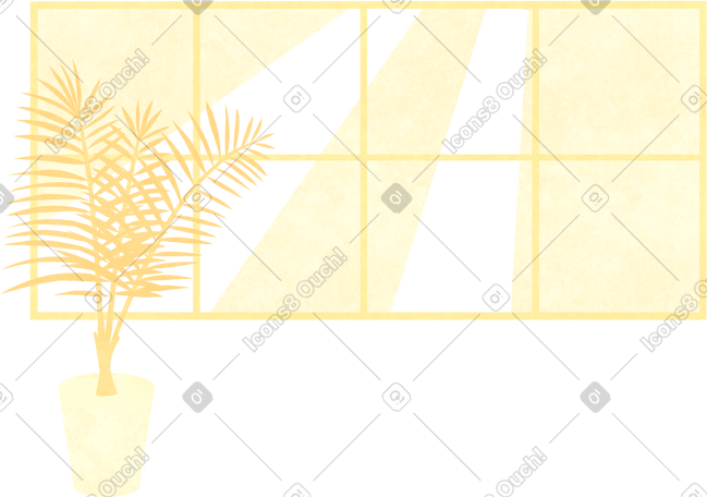 黄色的窗户和室内植物 PNG, SVG