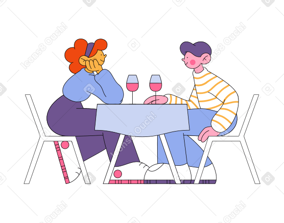 Couple on a dinner date Illustration in PNG, SVG