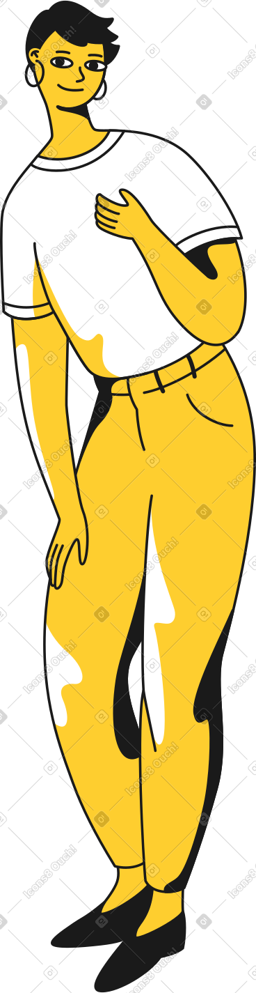 穿着裤子微笑的女孩 PNG, SVG