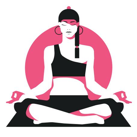 Woman meditating on yoga mat PNG, SVG