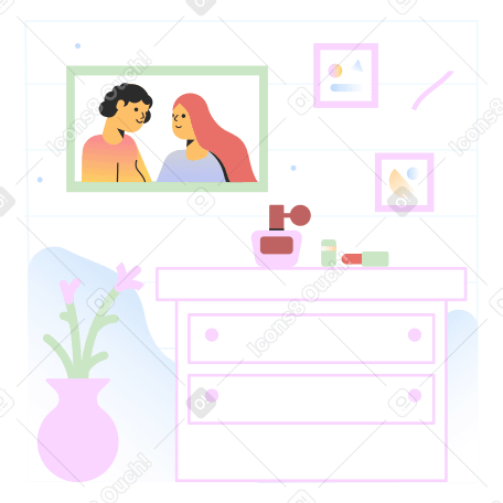 Illustration Chambre avec portrait de famille aux formats PNG, SVG