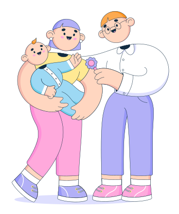 Father, mother and little kid in a family PNG, SVG