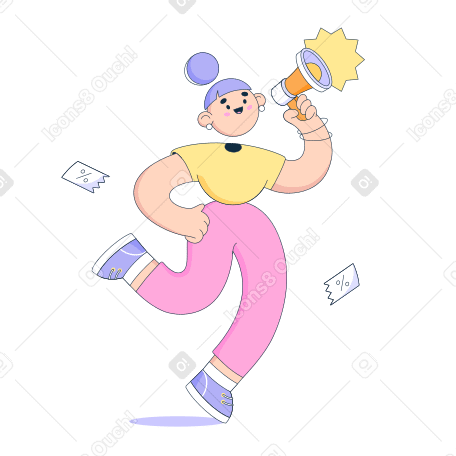 Woman making an announcement with megaphone PNG, SVG