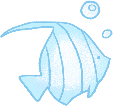 Blue fish with bubbles PNG、SVG