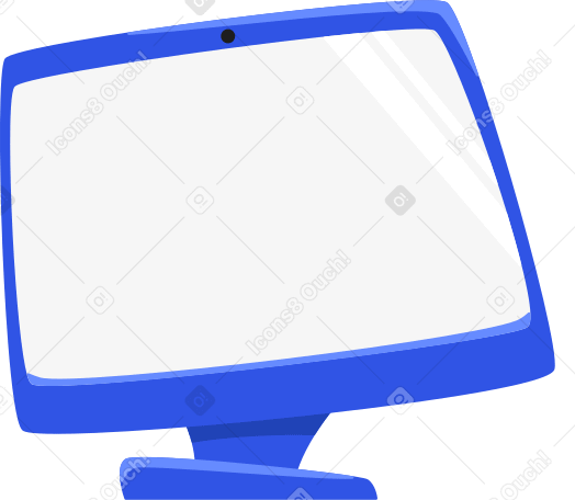 blue computer monitor with camera Illustration in PNG, SVG