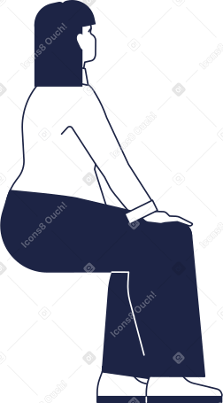 woman plus size sitting back view Illustration in PNG, SVG