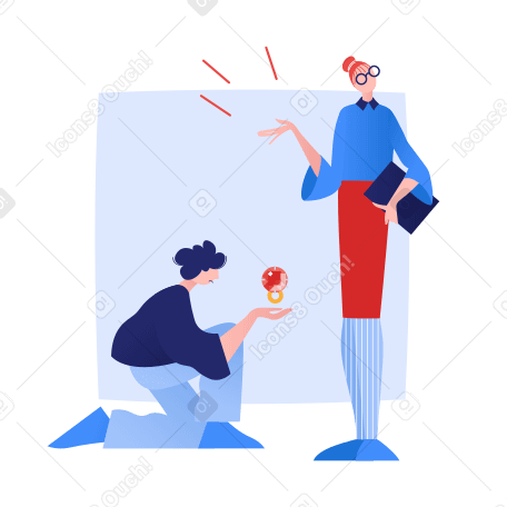 Woman rejecting a marriage proposal PNG, SVG