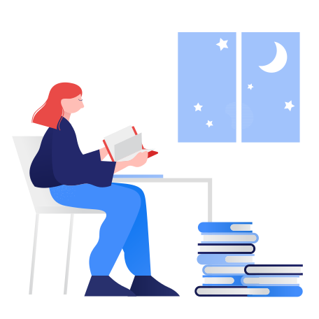 Studying at night Illustration in PNG, SVG