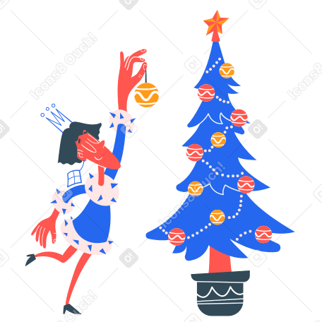 Decorating christmas tree Illustration in PNG, SVG