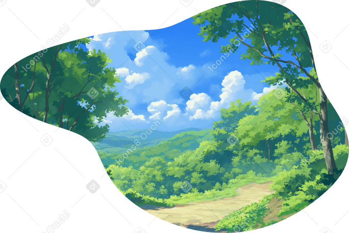 road through summer forest background PNG, SVG