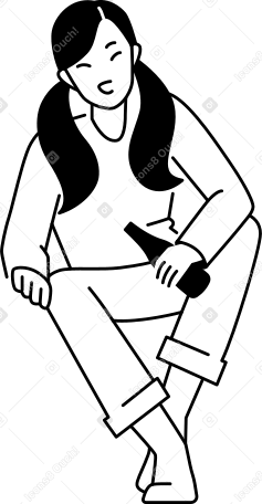 young woman sitting PNG, SVG
