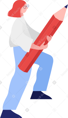 Fille tenant un crayon avec sa jambe vers le haut PNG, SVG
