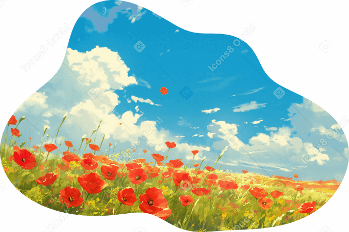 poppy field background PNG, SVG