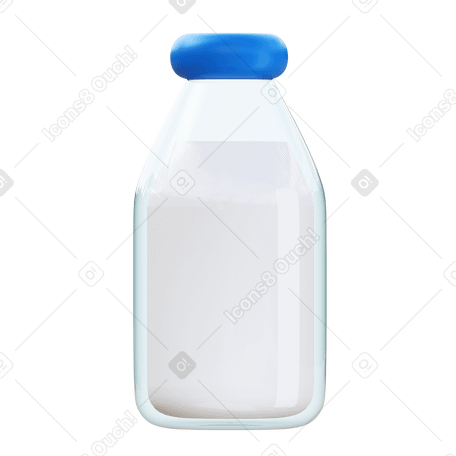 3D milk bottle Illustration in PNG, SVG