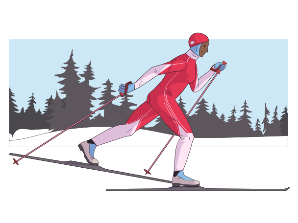 Woman riding cross-country skis Illustration in PNG, SVG