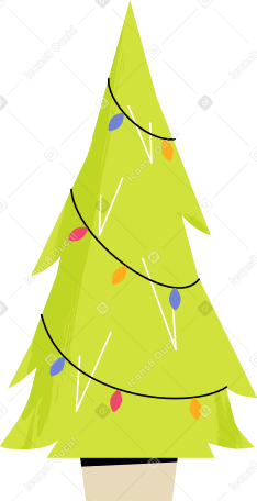 Arbol de navidad con guirnalda PNG, SVG