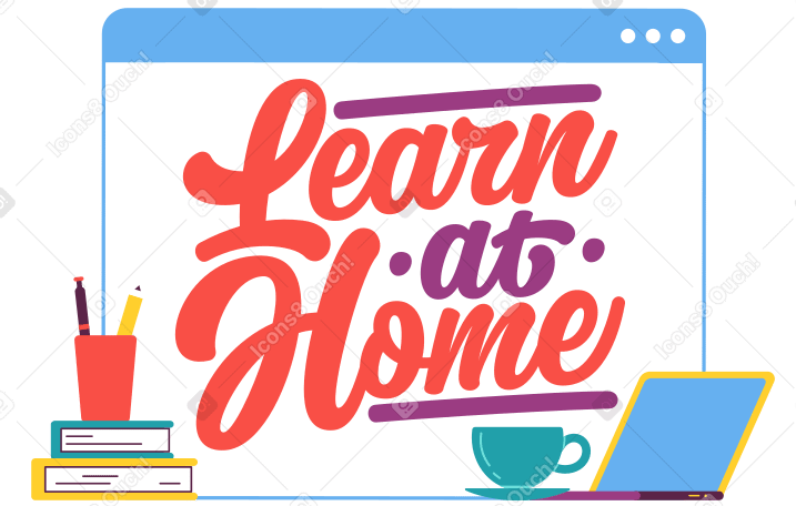 Letras aprenda em casa com texto de laptop e livros PNG, SVG