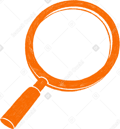 orange magnifier Illustration in PNG, SVG