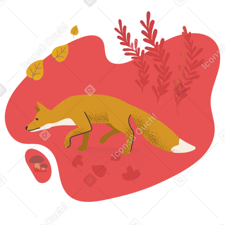 狐狸在秋天的森林里行走 PNG, SVG