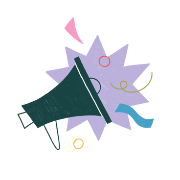 Megaphone announcement with confetti PNG, SVG