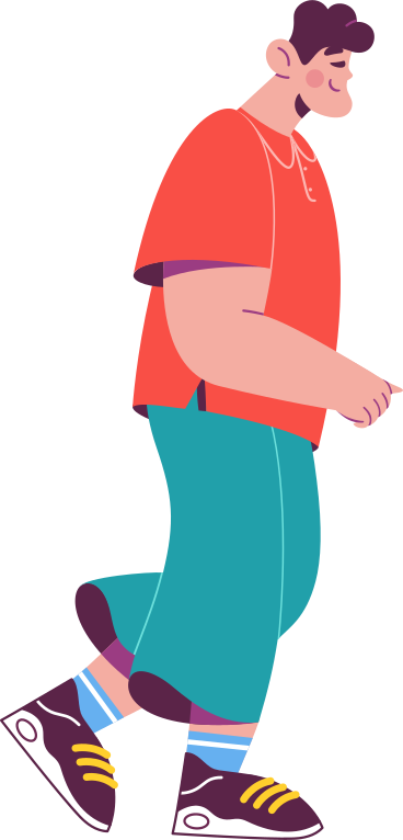 happy man is walking and his arm is outstretched PNG, SVG