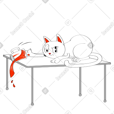 淘气的猫把杯子从桌子上推下来 PNG, SVG