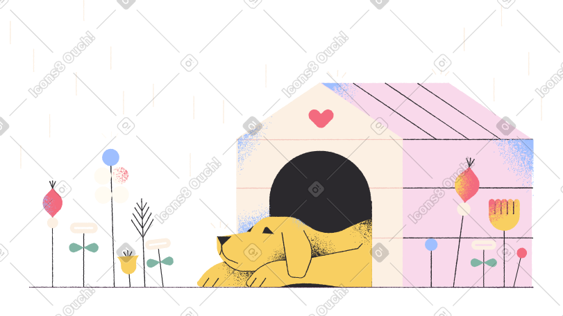 dog sleeping in kennel PNG, SVG