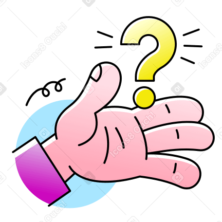 Hand with question mark Illustration in PNG, SVG