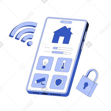 Smart home system on phone screen PNG, SVG